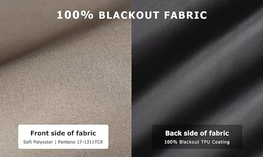 LazBlinds 100% Blackout Door Curtain, No Tools No Drill Cordless Blinds for Windows, Thermal Insulated UV Protection Privacy Window Curtains for French Door Front Door(26''W x 68''H, Taupe, 1 Panel)