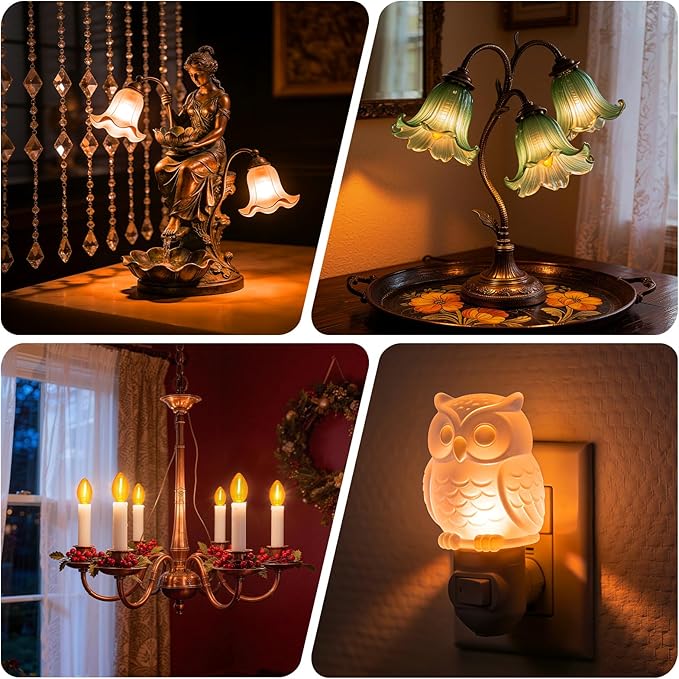 KINUR C7 LED Bulbs, led Night Light Bulb E12 Candelabra Base Amber 2200K, 1 Watt Equivalent 10W Incandescent Bulb, Salt Lamp and Window Candles & Chandeliers Replacement Bulb 8 Pack (8, Amber)