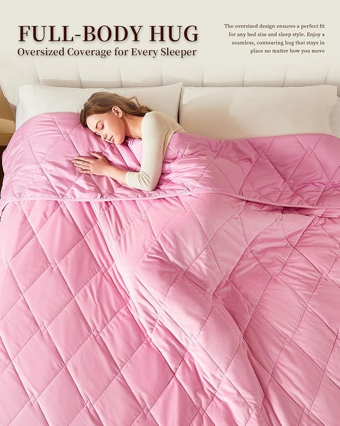 L'AGRATY Queen/King Size Weighted Blanket for Adults 25lbs, 80"x87" — Cooling Breathable Heavy Blanket with Glass Beads for Sleeping Perfect Hot Sleepers & Couples Machine Washable All-Season Pink
