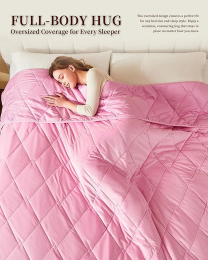L'AGRATY Queen/King Size Weighted Blanket for Adults 30lbs, 80"x87" — Cooling Breathable Heavy Blanket with Glass Beads for Sleeping Perfect Hot Sleepers & Couples Machine Washable All-Season Pink