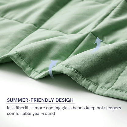 YnM Weighted Blanket,Heavy 100 Percent Oeko-Tex Certified Cotton Material, Bed Blanket for One Person of 240lbs, Ideal for Queen/King Bed (60x80 Inches, 25 Pounds, Sprout Green)