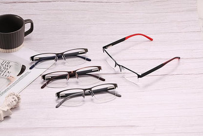 4 Pack Reading Glasses for Men, Blue Light Blocking Computer Readers, Anti UV Ray/Eye Strain/Glare, Metal Frame Eyeglasses with Pouches(325 Magnification Strength)