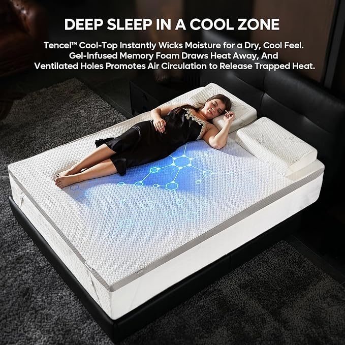Bestier 4 Inch Gel Memory Foam Mattress Topper King Size (76 x 80 Inch), Cooling Bed Topper & Soft Mattress Pad, High Density Foam with Tencel Cover for Back Pain, RV, Dorm