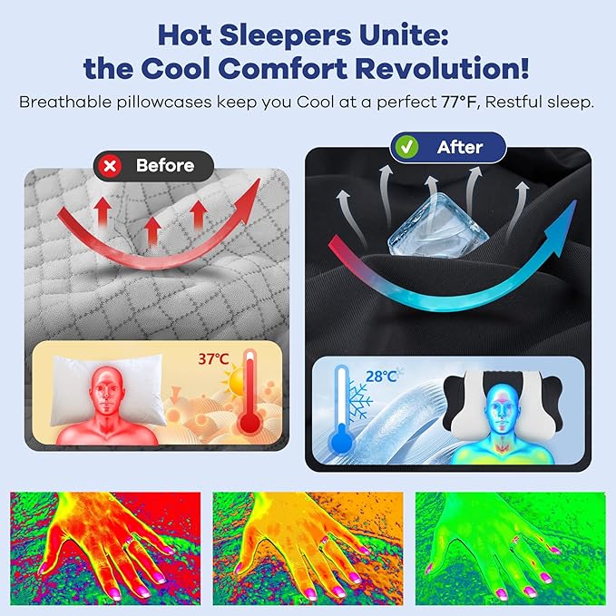 DONAMA Cervical Neck Pillow for Pain Relief, Orthopedic Contour Neck Pillow with Memory Foam Ergonomic Pillows with Dual Heights for Back, Stomach and Side Sleepers (Black, 26"×15")