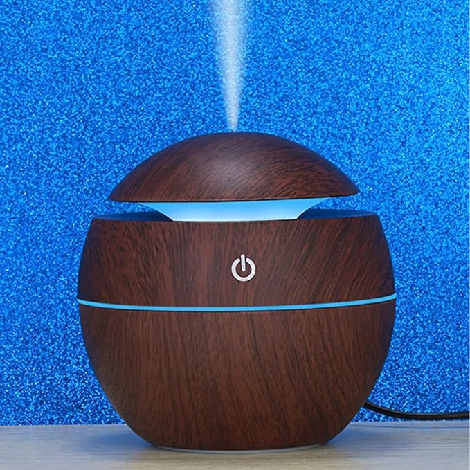 Wood Grain Humidifier, Portable Mini Humidifier Compact Portable 5V 2W USB Aroma Diffuser Quiet Essential Oil Diffuser for Bedrooms Living Rooms Office Car