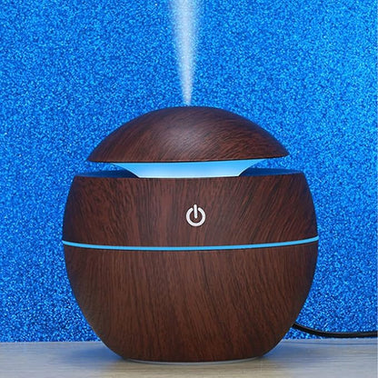 Wood Grain Humidifier, Portable Mini Humidifier Compact Portable 5V 2W USB Aroma Diffuser Quiet Essential Oil Diffuser for Bedrooms Living Rooms Office Car