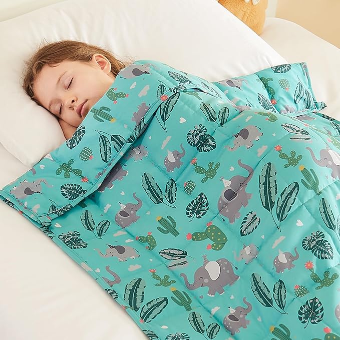 HOSUKKO Weighted Blanket - 10 lbs Green Bush Heavy Blanket - Breathable Blanket(50 * 60 inches, 10 lbs)