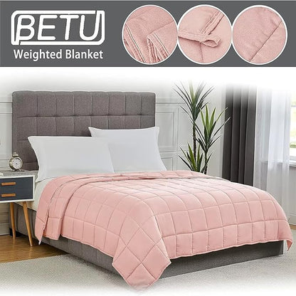 Pink Weighted Blanket for Adults 20lbs, 48"x72", Twin Full Size Cooling Heavy Throw Blanket for 130-220lbs, Microfiber Soft Thick Big Blankets Weighted Comforter Gift for Sleeping