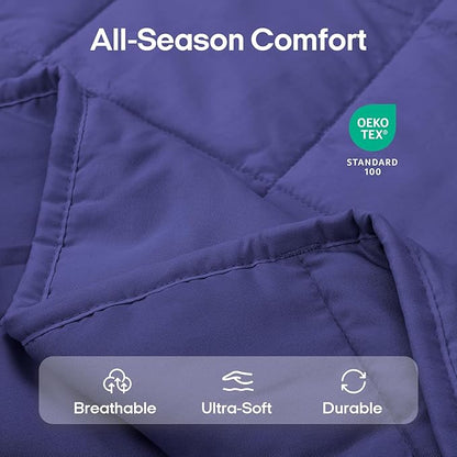 ZonLi Weighted Blanket for Adults (60"x80", 15lbs, Dusk Blue) Queen Size High Breathability Cooling Heavy Blanket, Soft Material with Premium Glass Beads, All-Season, Easy Care