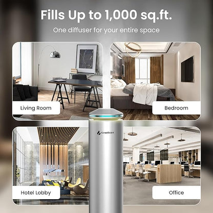 MajesticMist Waterless Essential Oil Diffuser, Rechargeable Aluminum Cold-Air Aroma Diffuser for Large Rooms up to 1000 sq ft, Wireless Charging Base, Quiet, 4 oz, Remote Control