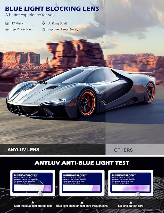 ANYLUV Blue Light Blocking Glasses Men Computer Gaming Glasses Lightweight Al-Mg Metal Anti Eyestrain Eye Protection
