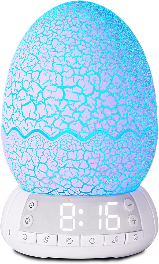 Turtle Smart Clock with Bluetooth Speaker & Mood Light 2 Alarm Settings + 20 White Noise Songs + 11 Color LED Egg Lamp Touch Control & Dimmable for Bedroom, Nursery, Home Office (Ocean)