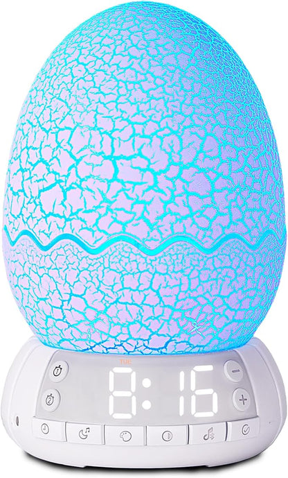 Turtle Smart Clock with Bluetooth Speaker & Mood Light 2 Alarm Settings + 20 White Noise Songs + 11 Color LED Egg Lamp Touch Control & Dimmable for Bedroom, Nursery, Home Office (Ocean)
