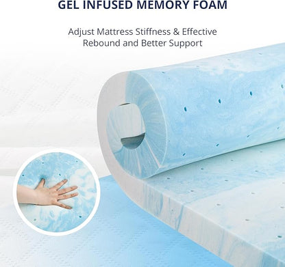 4 Inch Gel Memory Foam Mattress Topper Queen Size, Cooling Bed Topper for Pressure Relief with Removable Breathable Soft Cover, CertiPUR-US Certified
