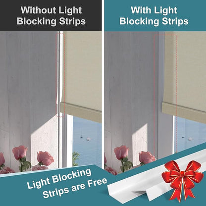 Motorized Blinds with Remote,Light Filtering Smart Roller Shades with App,Voice Control,Thermal Insulated Automatic Blinds,Electric Shades with USB/Solar Pannel.Filter Linen Beige