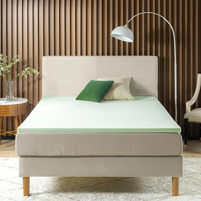 ZINUS 2 Inch Green Tea Memory Foam Mattress Topper, Pressure-Relieving Layer, Ideal for Back Pain Relief, Compact WONDERBOX Packaging, CertiPUR-US Certified, King
