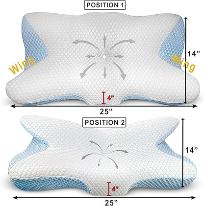 Ergonomic Cervical Memory Foam Neck Pillow for Pain Relief, Orthopedic Contour Pillow for Side, Back & Stomach Sleepers, Hypoallergenic, Breathable, Washable Cover for Better Sleep