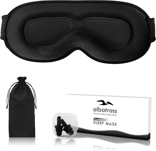 Sleep Eye Mask for Men Women, Lash Extensions 3D Sleeping Mask, Travel Blackout Night Blindfold Eye Shade Cover with Adjustable Strap (Black-3D)