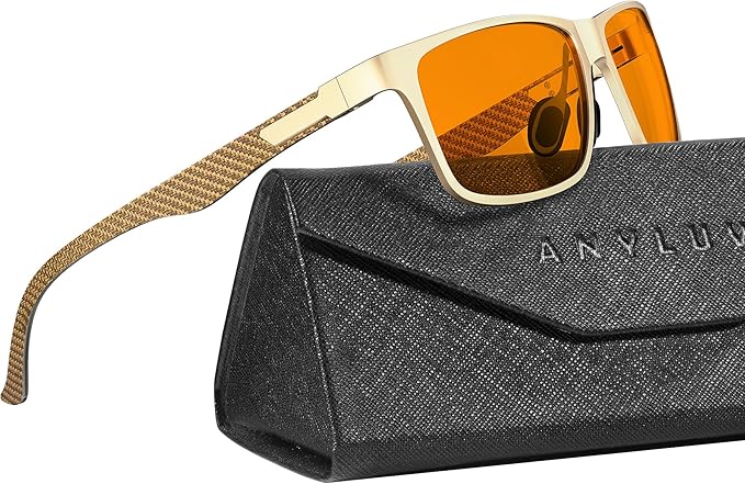 ANYLUV Blue Light Blocking Glasses Men Computer Gaming Glasses Lightweight Al-Mg Metal Anti Eyestrain Eye Protection