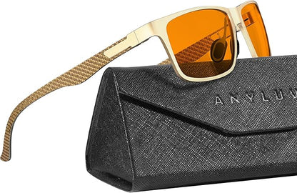 ANYLUV Blue Light Blocking Glasses Men Computer Gaming Glasses Lightweight Al-Mg Metal Anti Eyestrain Eye Protection