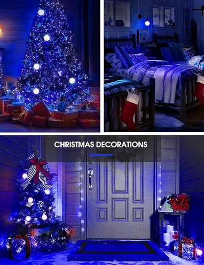 L LOHAS LED Blue Light Bulbs, 9W (60W Equivalent) A19 E26 Base, Non-Dimmable, Vibrant Blue Light for Christmas Indoor Decor, Party, Holiday Lighting, 4 Pack