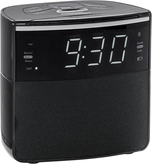 Digital Alarm Clocks for Bedrooms, Dual Alarms, Bluetooth and FM Radio, White Dimmable LED Display, USB-A Charging Port. Loud Alarm Clock for Heavy Sleepers Perfect for Bedroom, Desk, and Office
