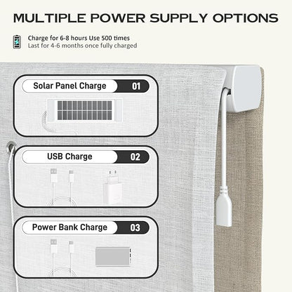 Motorized Day Night Roman Shades with Remote, Cordless Smart Blackout or Light Filtering Double Roman Blinds, Automatic Window Blinds for Home, Office, 34" W x 64" H