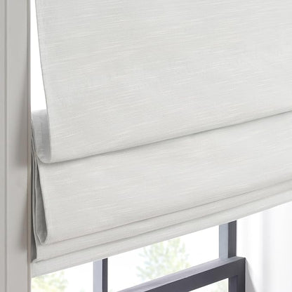 Eclipse Rozel 100% Blackout Window Roman Shade, 33 in Wide x 64 in Long, Cordless, Thermal and Noise Reducing Interior Shade Window Treatment for Home Privacy & Energy-Efficiency, White