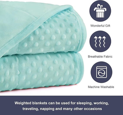 Alomidds Weighted Blanket (48"x72",20lbs Twin Size - Teal), Heavy Blankets for Adults, Cooling Breathable Soft and Comfort Minky, Gravity Blanket Microfiber Material with Glass Beads