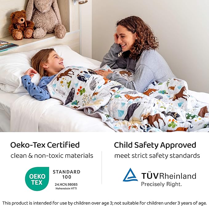 Aricove Kids Weighted Blanket, 5 lb, 36x48 inches, Small Size, Soft Cotton, Machine Washable, Grey/Snow Animals