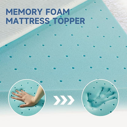 2 Inch Memory Foam Mattress Topper Twin XL, Memory Foam Pad with Removable & Washable Cover, Bed Topper for Back Pain, Non-Slip Ventilated Design, Twin XL Size