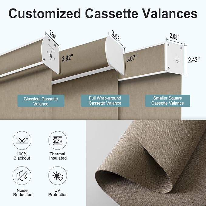 Motorized Blinds with Remote,Blackout Smart Roller Shades with App,Voice Control,Linen Fabric,Thermal Insulated Automatic Blinds,Electric Shades with USB/Solar Pannel.Double-Sided Brown