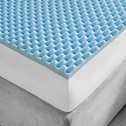 Sleep Philosophy Gel Infused Memory Foam Mattress Topper Luxurious, All Season Enhanced Bed Support, Twin XL, 1.5" Thick, Without Cover Blue