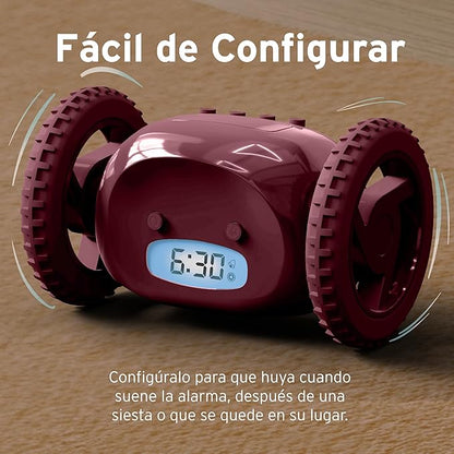 CLOCKY Alarm Clock on Wheels – Loud Rolling Alarm Clock for Heavy Sleepers | Runaway Clock That Jumps & Runs to Wake You Up | Funny Unique Gift for Adults, Teens & Kids Bedrooms (Wine)