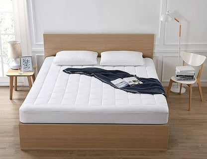 Cal King Mattress Pad Cover Cooling Mattress Topper Pillow Top with Down Alternative Fill (8-21”Fitted Deep Pocket California King Size)