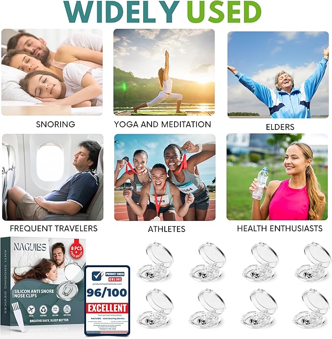 Valentines Day Gift Premium 8 Pack Anti Snoring Devices Snore Stopper Magnet Silicone Nose Clips Efective Snoring Solution Support Breathing Enhance Sleep Experience for Quieter Sleep aid