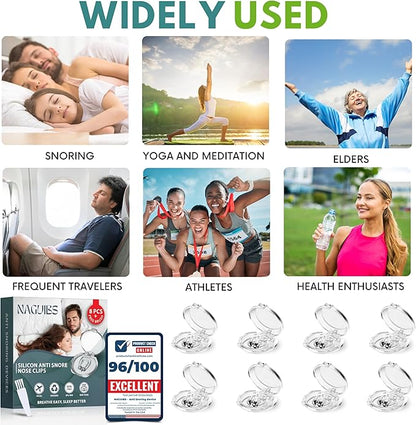 Valentines Day Gift Premium 8 Pack Anti Snoring Devices Snore Stopper Magnet Silicone Nose Clips Efective Snoring Solution Support Breathing Enhance Sleep Experience for Quieter Sleep aid