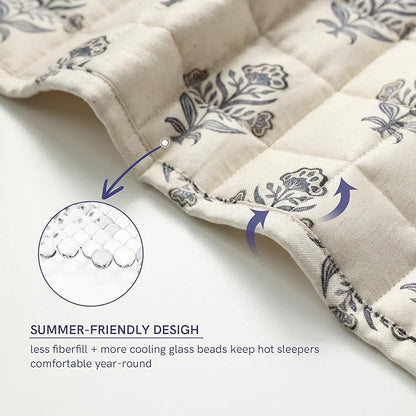 YnM 25lbs Weighted Blanket for Adults, Linen Heavy Bed Throw Blanket with Cooling Glass Beads for All Season Use, Ideal for ~240lbs (60x80 Inches, Queen, Damask)