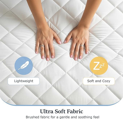 LUX Décor Twin XL Mattress Pad - Quilted Elastic Fitted Mattress Cover Protector Upto 16 Inches Deep Pocket - Soft Breathable Noiseless Mattress Topper (39 X 80)