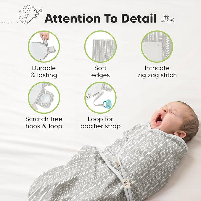 3-Pack Organic Baby Swaddle Sleep Sacks - Swaddles for Newborns, Infant 0-3 Months, Baby Girls, Boys, Soft & Snug Newborn Sleep Sack, Nursery Swaddling Blankets (Prairie, OS)
