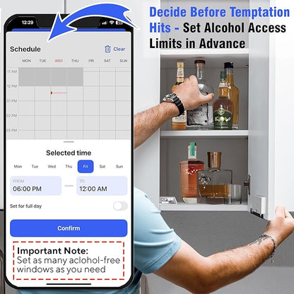 Schedule Timed Lock - Bluetooth App-Controlled Cabinet & Drawer Locking System - Helps Kids Focus & Build Healthy Family Habits - Reduce Impulsive Snacking, Screen Time & Alcohol Access