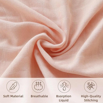LifeTree Baby Swaddle Blankets, Boys Girls Muslin Swaddling Wrap Receiving Blanket for Newborn, 70% Viscose from Bamboo and 30% Cotton, Large 47" x 47", Peach and Pink