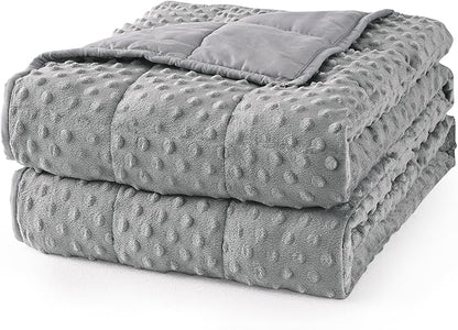 Mr. Sandman Weighted Blanket for Adults Queen, Minky Dots Heavy Blanket for Woman, Man Sleeping/Calm, Soft, Cozy and Cooling Weighted Throw Blankets, Machine Washable, 80 x 87in, 15 Pounds, Grey