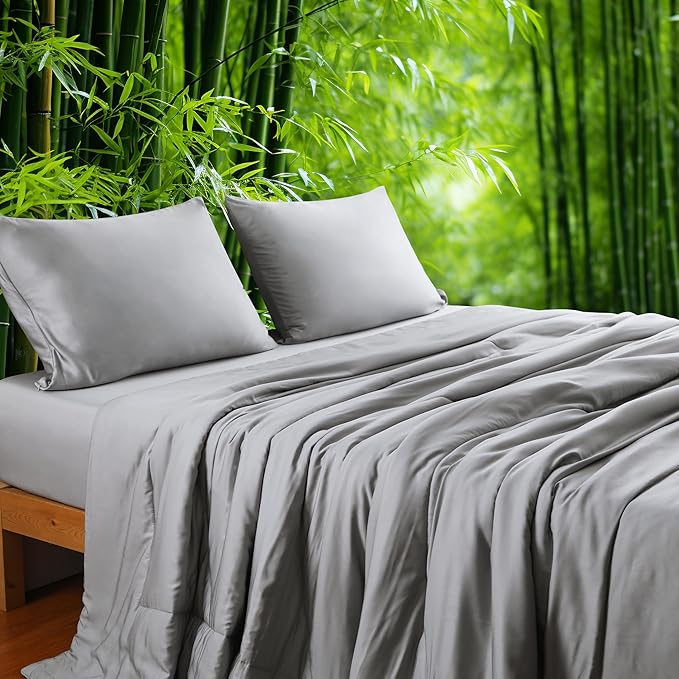 Bamboo Viscose All Season Comforter/Blanket - Ultra Soft & Breathable Comfort - Perfect Medium Weight for Snuggling Without Overheating - Enjoy Cozy Sleep All Night