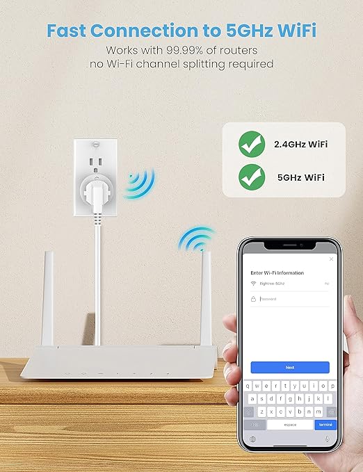 Eightree Smart Plug 5GHz & 2.4GHz, Smart Outlet WiFi Socket with APP Remote Control, Compatible with Alexa & Google Home, 4 Packs