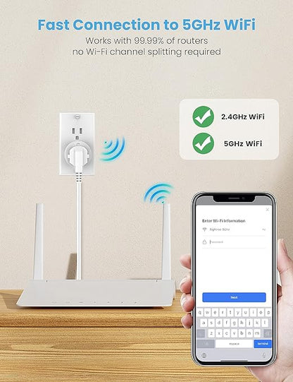 Eightree Smart Plug 5GHz & 2.4GHz, Smart Outlet WiFi Socket with APP Remote Control, Compatible with Alexa & Google Home, 4 Packs