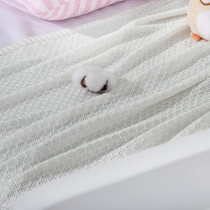 NTBAY Cable Knit Cooling Toddler Blanket, Soft and Breathable Baby Blanket 30x40 Inches Made from Rayon Derived from Bamboo for Crib, Stroller, Nursery, White