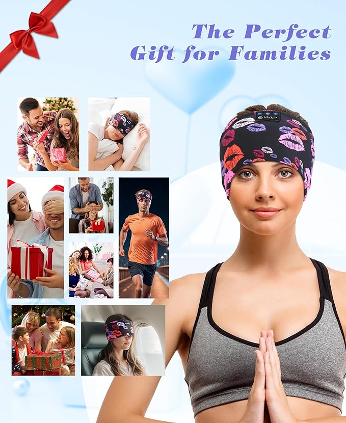 LOVE EYE Sleep Headphones Wireless Headband Headphones Bluetooth 5.4 for Side Sleeper Bluetooth Headband Earphones for Sports for tech Gadgets Gifts