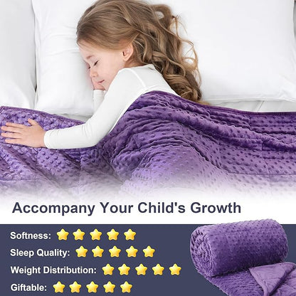 Alomidds Weighted Blanket, Luxury Velvet Weighted Blankets for Adults and Kids,Warm and Breathable Soft and Comfort Minky, Cute Heavy Blanket with Premium Glass Beads (36"x48" 5LBS, Purple)