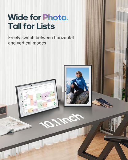 Digital Calendar 10.1 Inch Smart Electronic Family Planner with Chore Chart Display, IPS HD Touch Screen with WiFi App Control, Share Photos, Videos and Sound Reminder Desk Calendar Refills